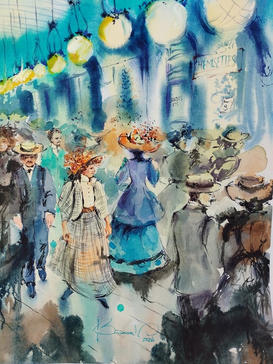 Scène urbaine figurative
